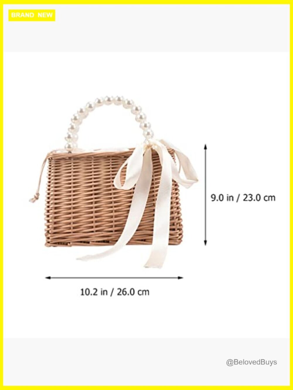 Pearl Straw Handbag with Drawstring Closure Small Tote for Women Summer Beach - Picture 5 of 7